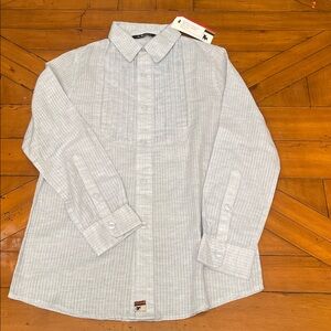 Boys Light Blue Striped Button Down Shirt Size Boys 12